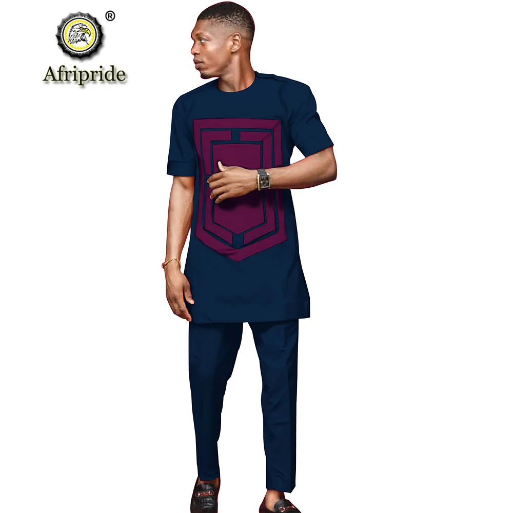 2024 African Shirt Suit for Men Dashiki Short Sleeve Tops and Ankara Pants Print Outfit Clothing Tracksuit AFRIPRIDE S1916024