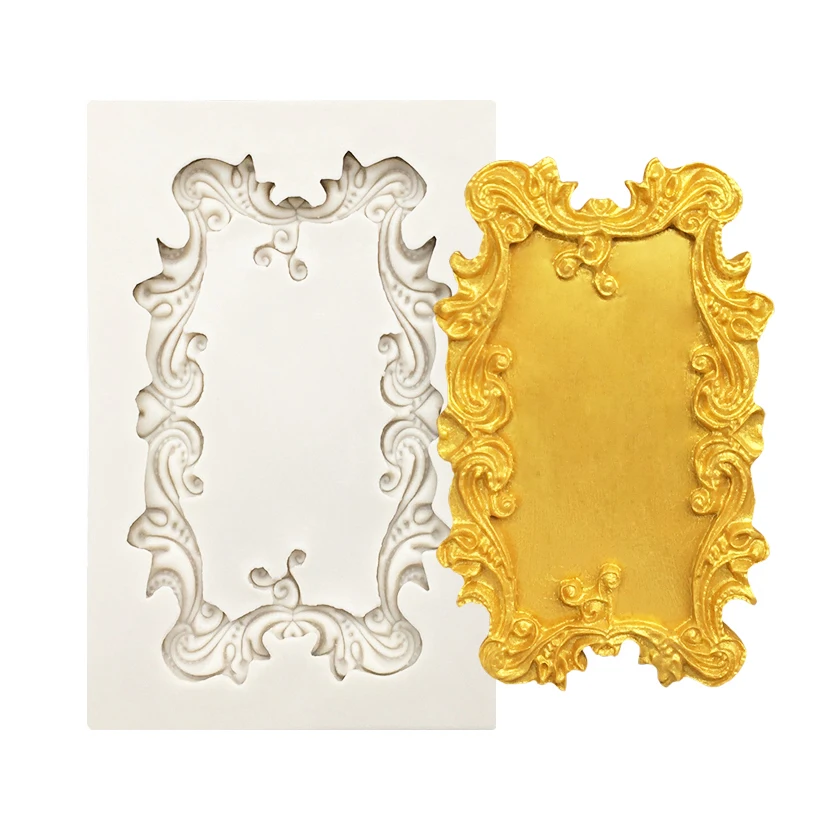 Photo Frame Mirror Silicone Sugarcraft Mold Resin Tools Cupcake Baking Mould Fondant Cake Decorating Tools