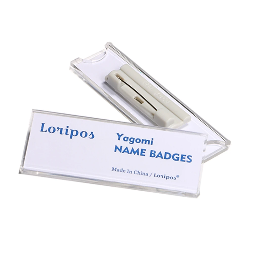 Pin-on Acrylic Holder For Id Card Identification Name Plate Id Card Tag Safety Pins Plastic Conference Name Badge Pin On Holder