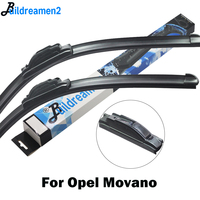 Buildreamen2 2 Pieces Car Wiper Blade Rubber Front Windscreen Wiper Accessories For Opel Movano Fit Hook Arms 2001-2016