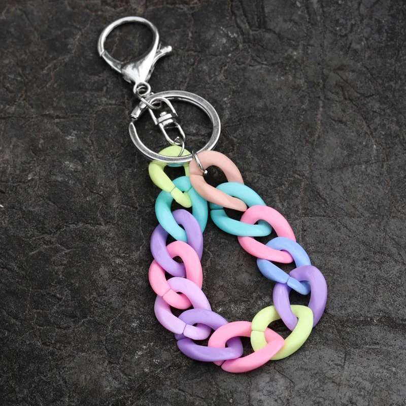 VONNOR Acrylic Colorful Chain Key Chain Fashion Jewelry for Women Bag Car Key Ring Decoration Pendant Keychains Wholesale