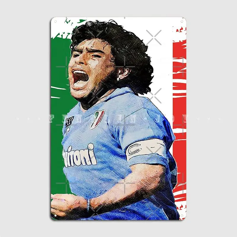 Diego Armando Maradona Napoli Italia Flag Design Poster Metal Plaque Wall Mural Mural Classic Painting Décor Tin Sign Poster