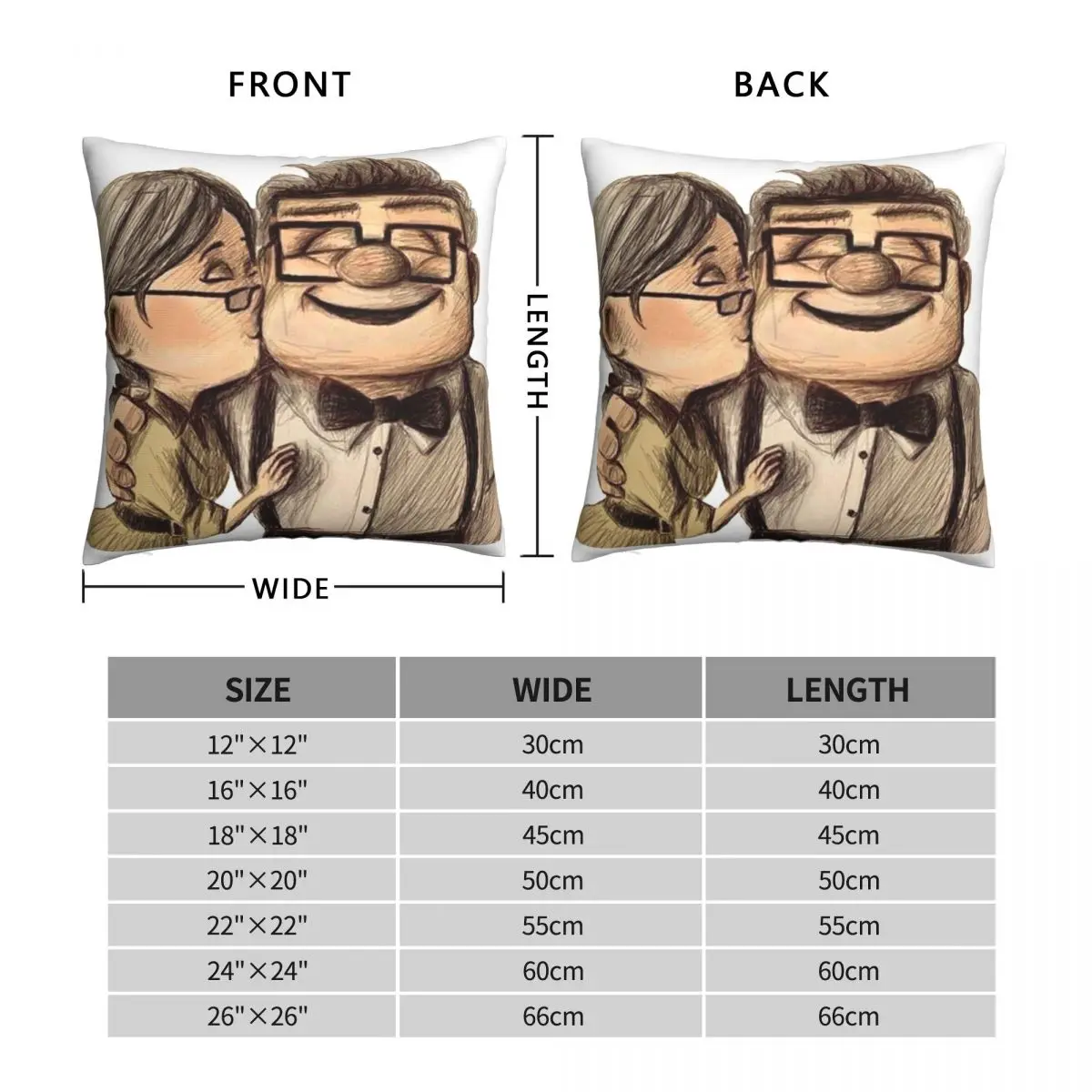 Carl And Ellie Square Pillowcase Polyester Linen Velvet Creative Zip Decor Home Cushion Cover