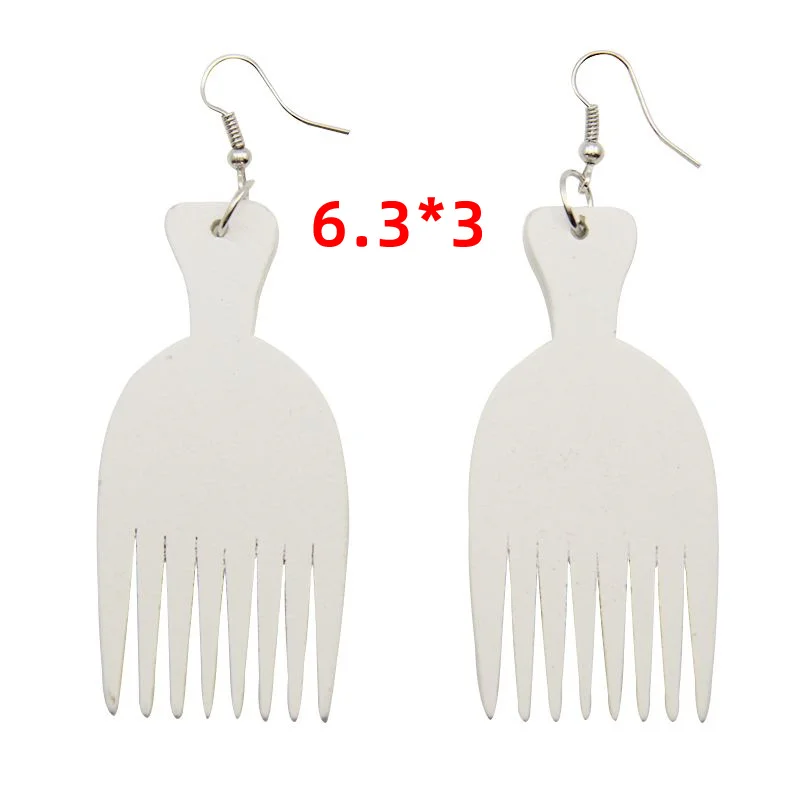 VOIKUKKA Jewelry Hot Sale Laser Engrave Multi-colored African Wood Comb Drop Dangle Women African Earrings For Gifts Accessories