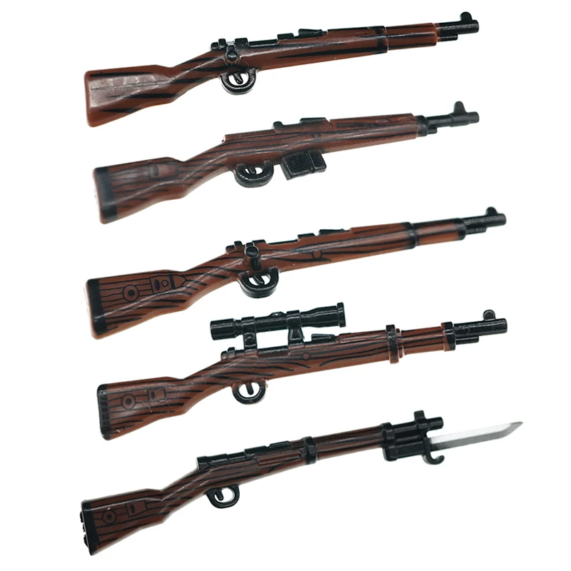 

Набор строительных блоков: 5шт./лот военное оружие, пистолет Moc, снайперская винтовка 98K, солдат, аксессуары, кирпичи, игрушки, совместимы с армией X490