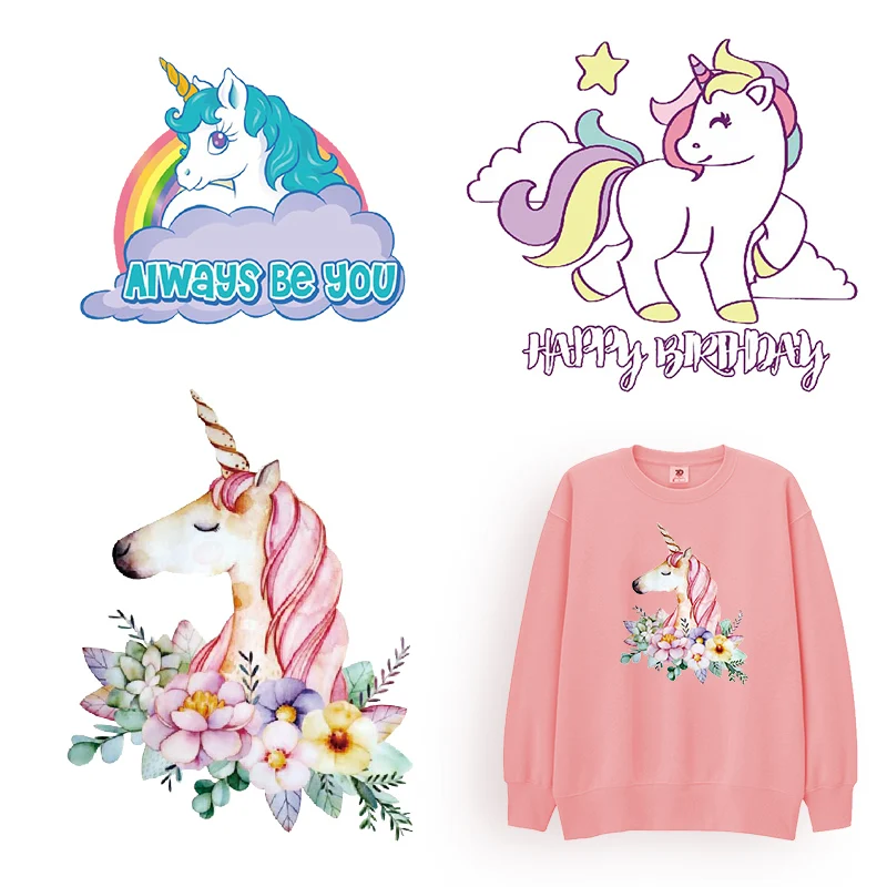 Unicorn Small Kids Stickers for Clothes Patches Children Decor Iron on Animal Patch Applique on T-shirt  Logo Iron on Patch DIY