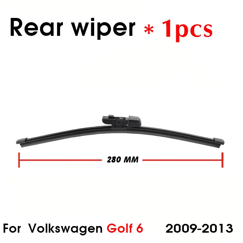 Pára-brisas traseiro traseiro, limpador de carro, auto acessórios para VW Volkswagen Golf 6, Hatchback 280mm, 2009-2013