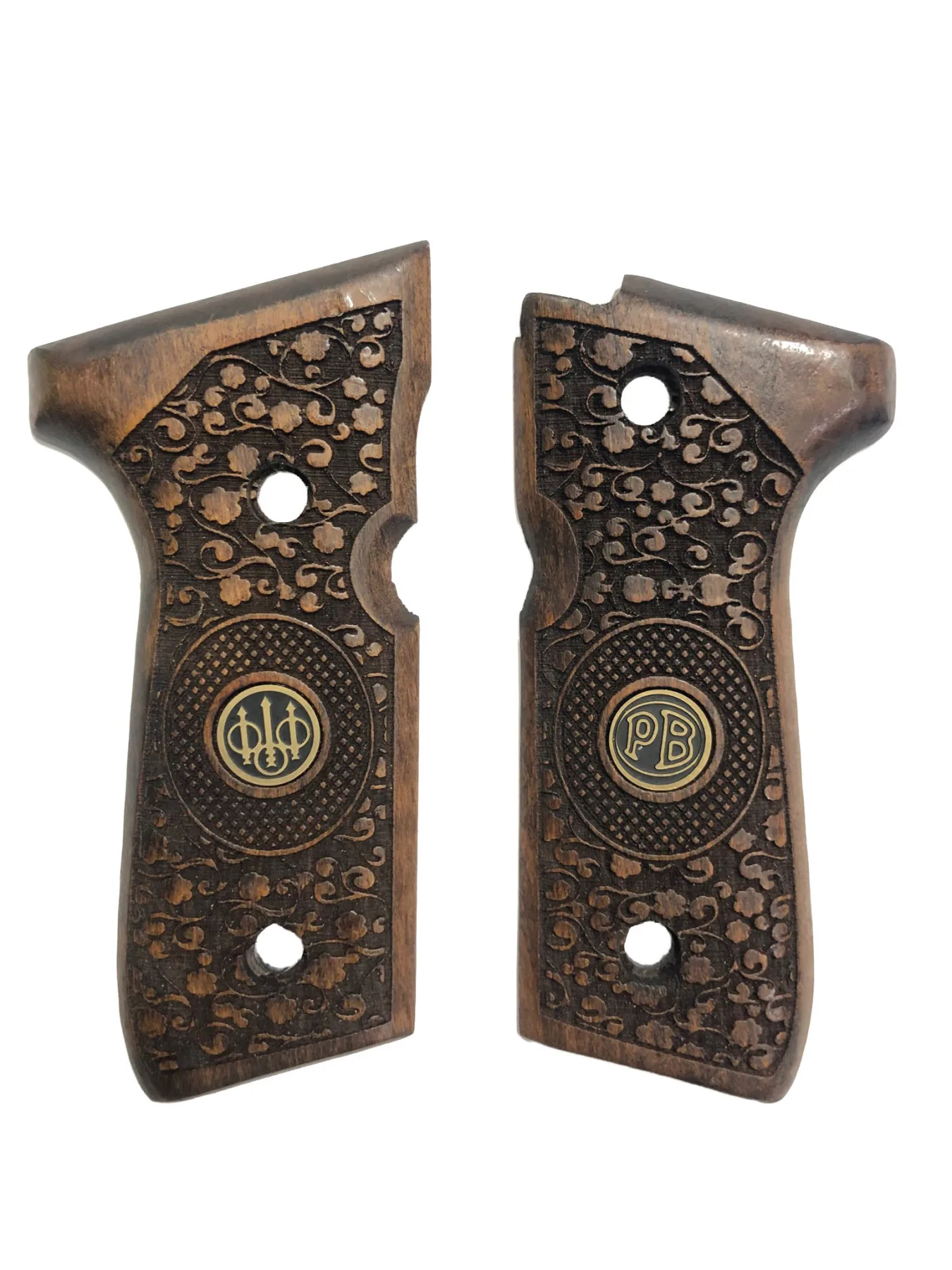 

Beretta F92 Yavuz 16 Compatible Metal Laser Cut Wooden Grip Mod1