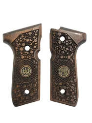 Beretta F92 Yavuz 16 Compatible Metal Laser Cut Wooden Grip Mod1