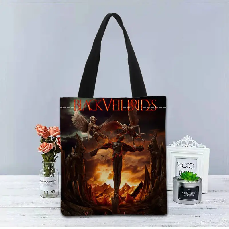 Neue benutzerdefinierte Black Veil Brides gedruckt Handtasche Leinwand Tragetaschen Einkaufen Reisen lässig nützliche Umhängetasche Frauen Tasche