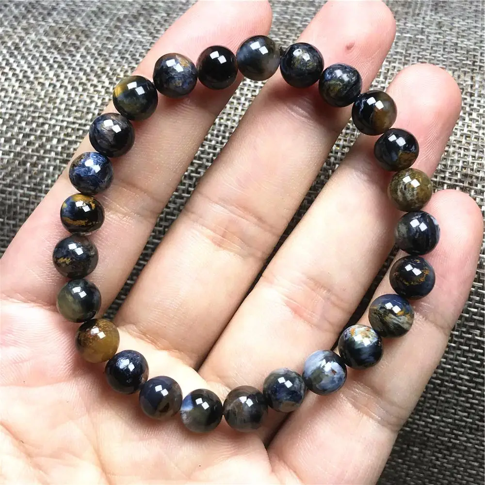 

7 мм натуральный синий питерсит браслет ювелирные изделия для женщин леди мужчина хрустальные круглые бусины Рейки Намибия энергетический камень AAAAA