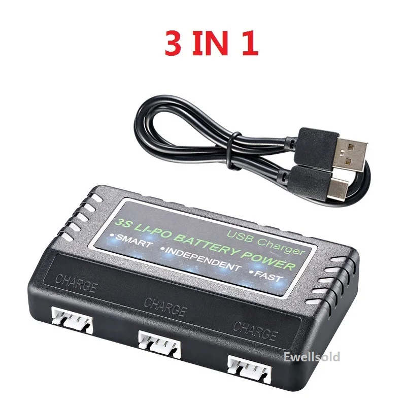 Carregador de Equilíbrio Compacto, Bateria de Lítio, 3S, 11.1V, 800MA x 3, Adaptador de Alta Qualidade, Longa Vida para V950, XK450, MJX, 16208, 14301, 3 em 1