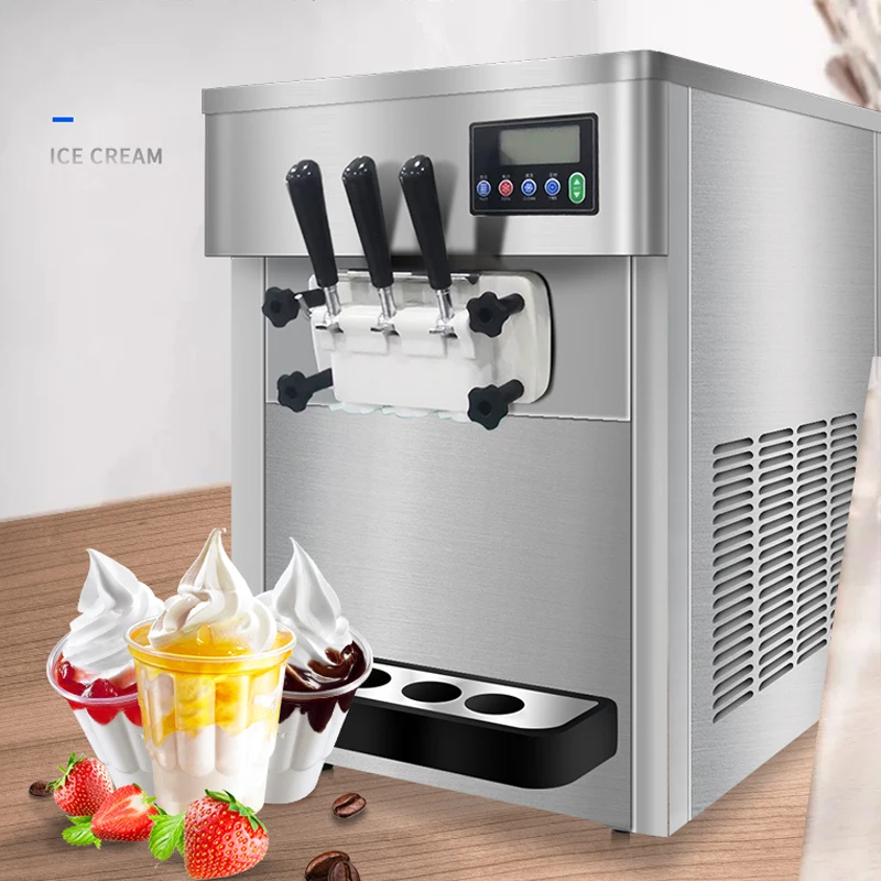 

Stainless Steel Table Top Mini Soft Ice Cream Machine 3 Flavors Maker Price 24L/H