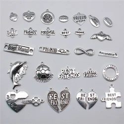 10pcs Best Friend Charms For Jewelry Making Antique Silver Color Plated BFF Charms Best Friends Forever Connector