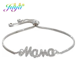 Juya Women Bracelet Supplies Adjustable Silver Color Boy Girl MaMa Charm Bracelet For Mom Daughter Friendship Jewelry Wholesale