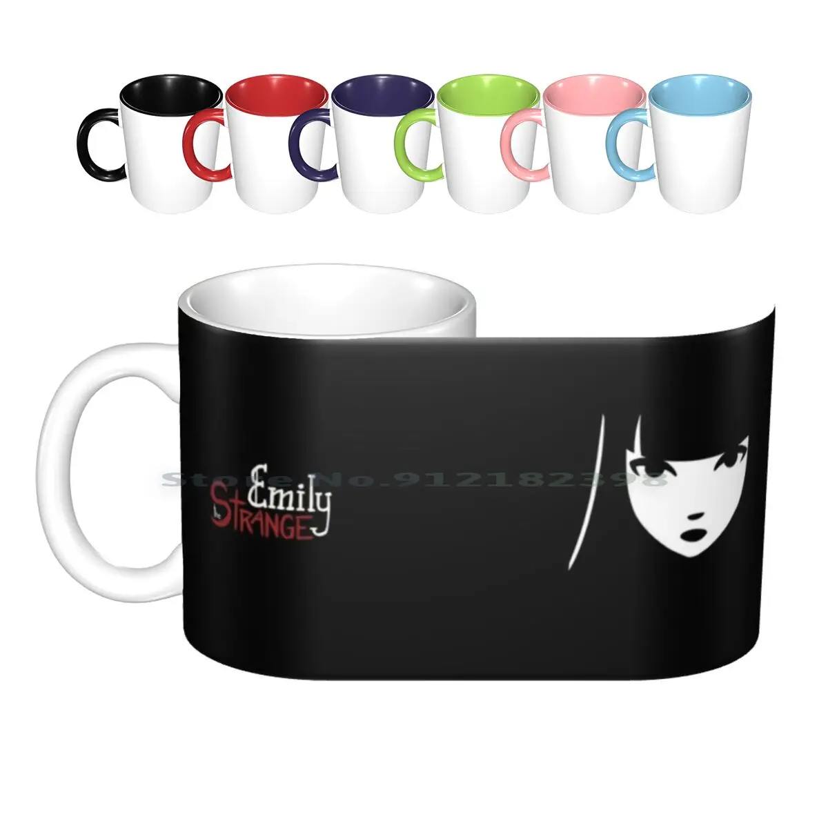 Emily The Strange : Emily's Face Ceramic Mugs Coffee Cups Milk Tea Mug Emily Emily The Strange Dark Horse Gothic Dark Black