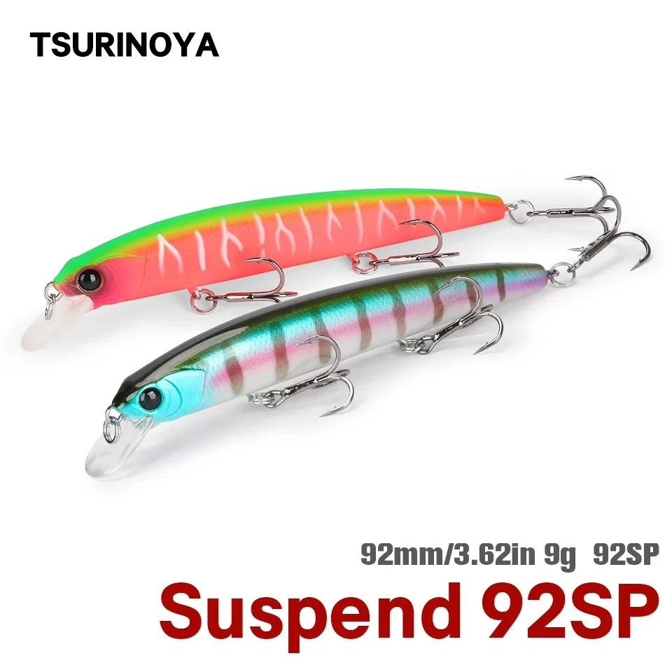 TSURINOYA 1PC 92mm 9g Suspending Minnow Fishing Lure DW78 Long Casting Pike 3 hooks Hard Bait Crank Bait Wobbler Jerkbait