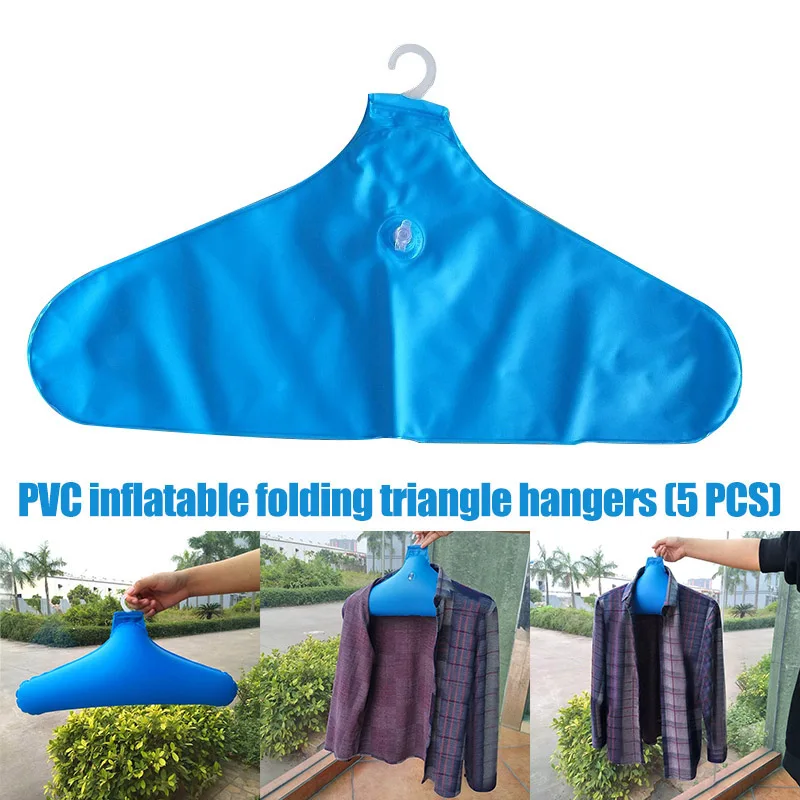 

5 Pcs PVC Inflatable Clothes Hanger Foldable Non Slip Travel Triangular Rack Portable Clothing Storage Holder Coat Hangers