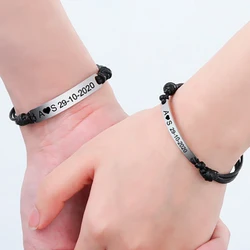 Personalized Custom Name Bracelet Stainless Steel Engraved Name Couple Bracelets Men Jewelry Valentine's Day Christmas Gifts