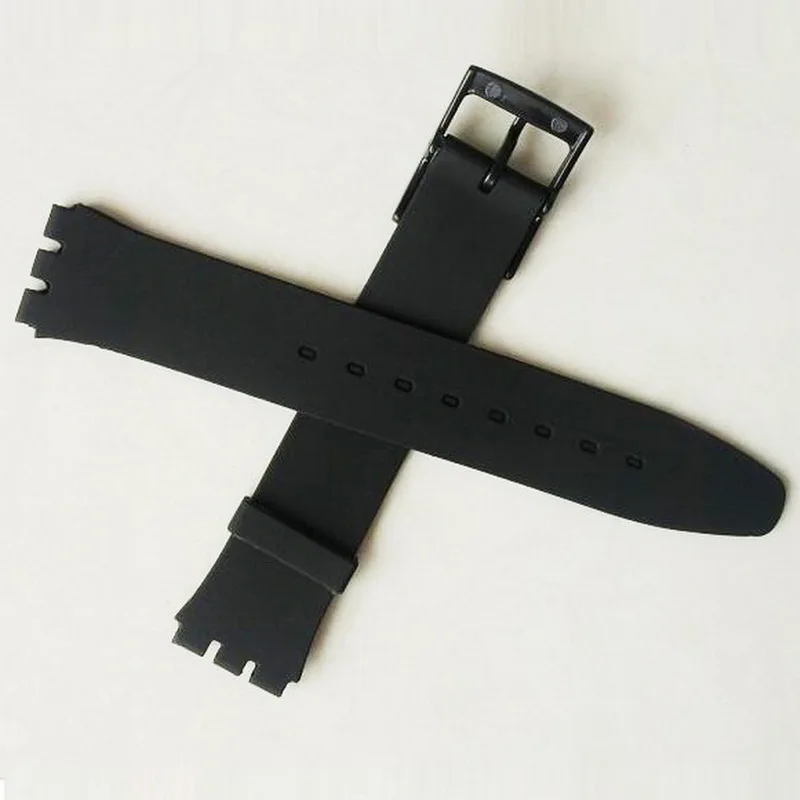 16mm Ultra thin skin rubber strap Watch accessories for Swatch strap buckle SWATCH silicone watch band Black White Pink