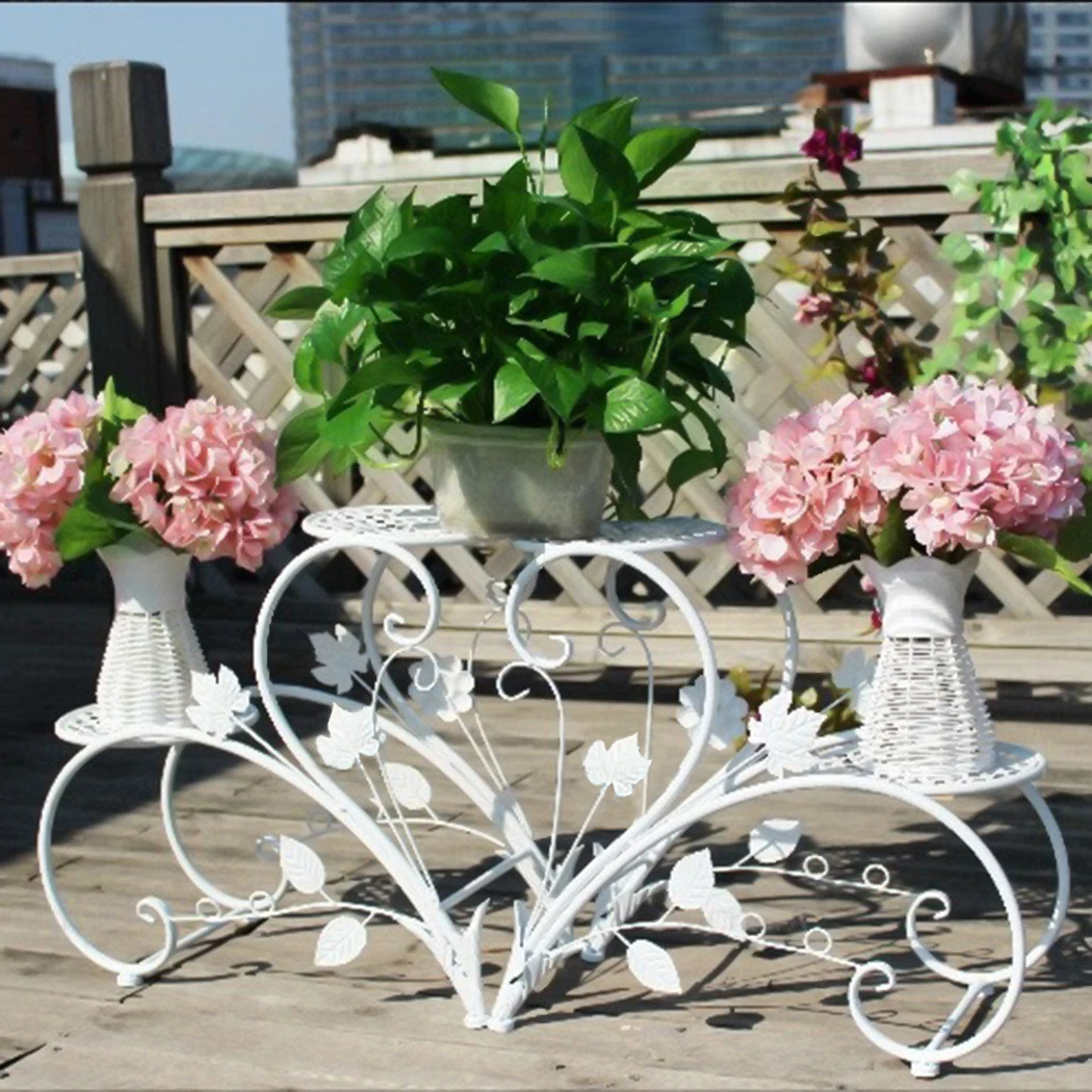 2PCS Classic Tall Plant Stand – 4-Tier Iron Flower Pot Holder for Elegant Display