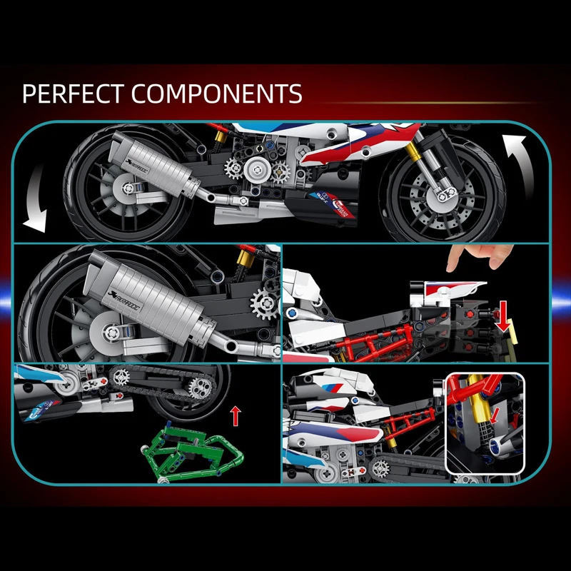 2022 New Technical M1000 RR Motorcycle Building Blocks Assembling Model City High Tech Sports Car Bricks Toys for Boys Gift Set