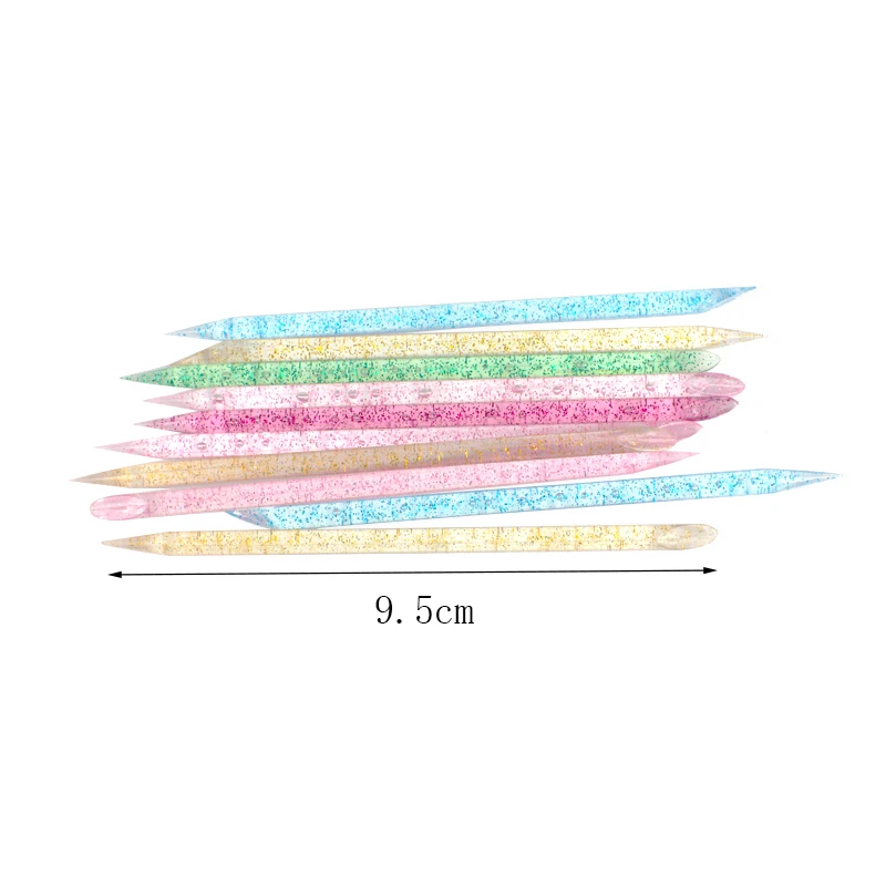 100pcs Crystal Sticks For Cuticle Pusher Remover Colorful Forks For Manicure Pedicure Dual-end Reusable Nail Art Tools