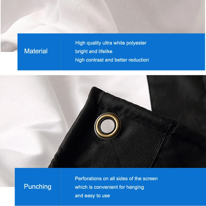 Простой складной проекционный экран общего размера 500 см x 211 см по индивидуальному заказу с окантовкой и люверсами
