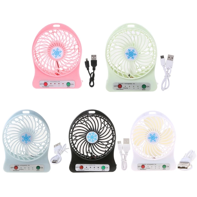 

Portable LED Light Mini Fan Air Cooler Mini Desk USB Fan Third Wind USB Fan Rechargeable ABS Portable Office Outdoor Home