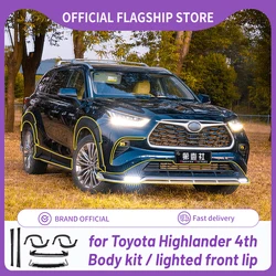 With light  Car Front Bumper Lip Splitter Diffuser Lip Body Kit Spoiler Bumpers Protector FOR Toyota Highlander 4th XU70 21/22