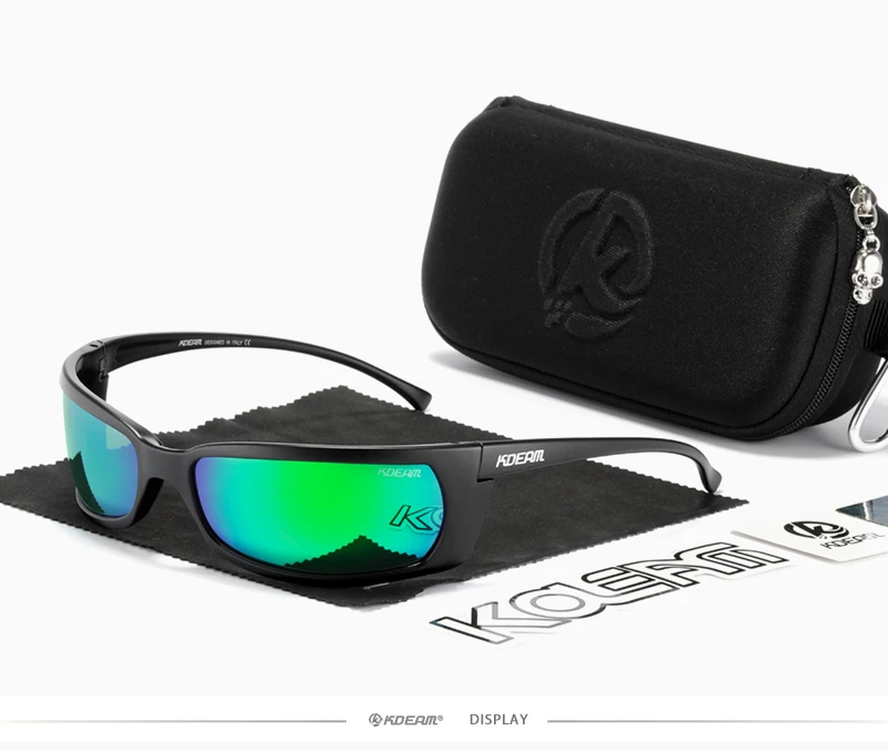 KDEAM Outdoor Sport Brille Polarisierte Sonnenbrille Männer Einzigartig Shaped Gläser Mit Harten Box Minimal Design 2021 – Detail 31