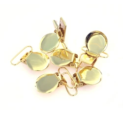 50pcs Gold Clolor Suspender Clips Pacifier Clips Rack Plating Metal Suspender Holder for DIY Garment Accessories Plastic Insert
