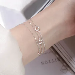 VENTFILLE bracciale a cerchio a catena a tre strati in argento Sterling 925 per donna accessori da sposa regalo squisito semplice