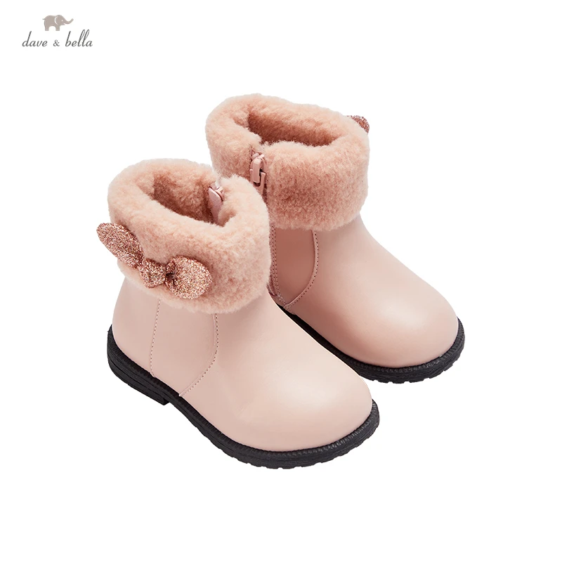 

DB20264 Dave Bella winter girls fashion bow solid boots children leather shoes children girl high quality boots leather shoes