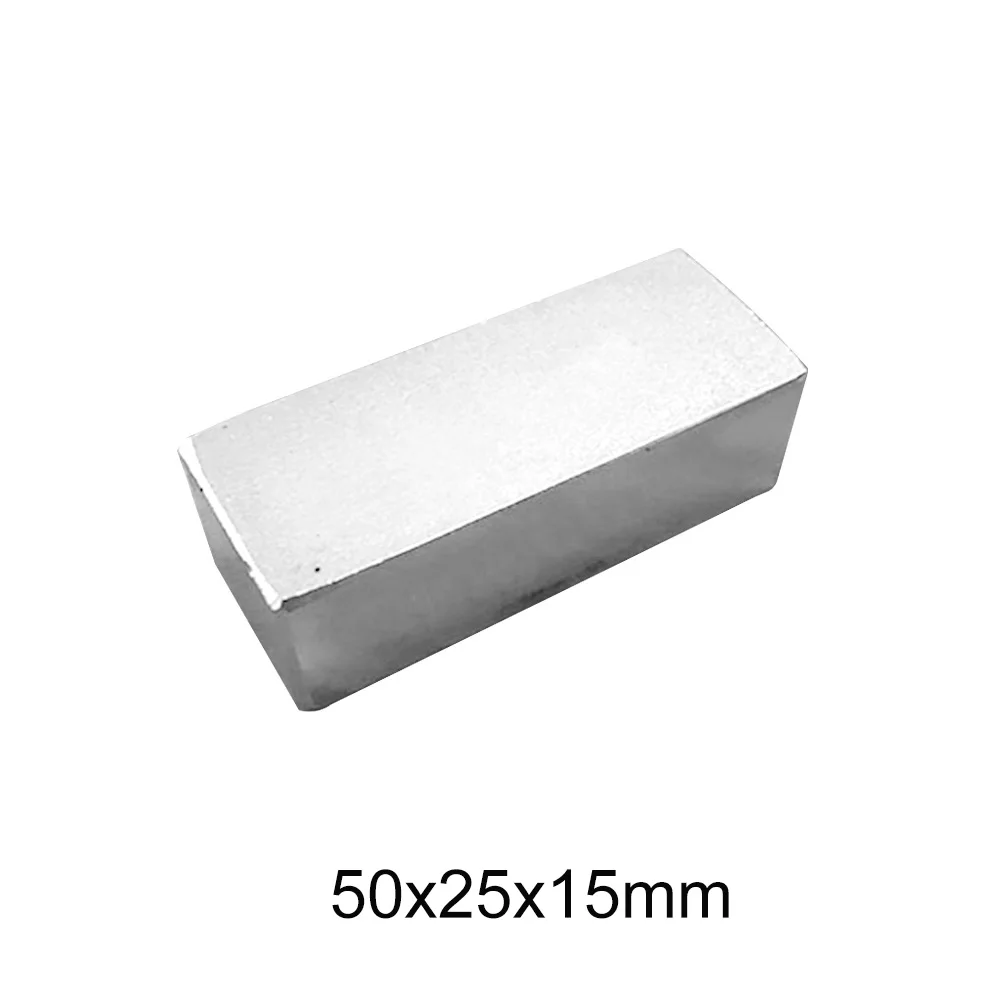 

1/2PCS 50x25x15 Block Rare Earth Magnet 50mm X 25mm N35 Thick NdFeB Magnets Strong 50x25x15mm Permanent Magnet sheet 50*25*15 mm