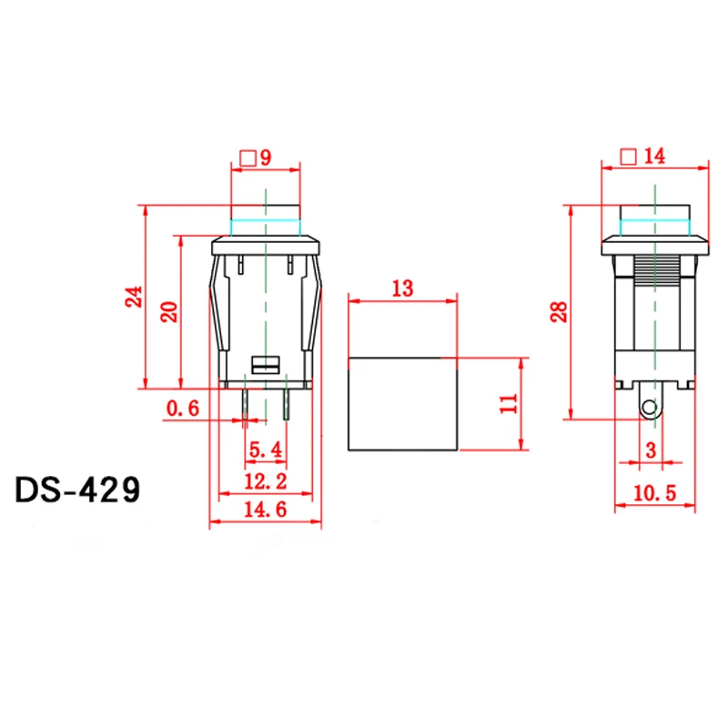 5pcs DS-429 A/B 12MM Momentary Self-reset/Self-Lock Push button Switches ON-OFF Red Green Push Button Switch