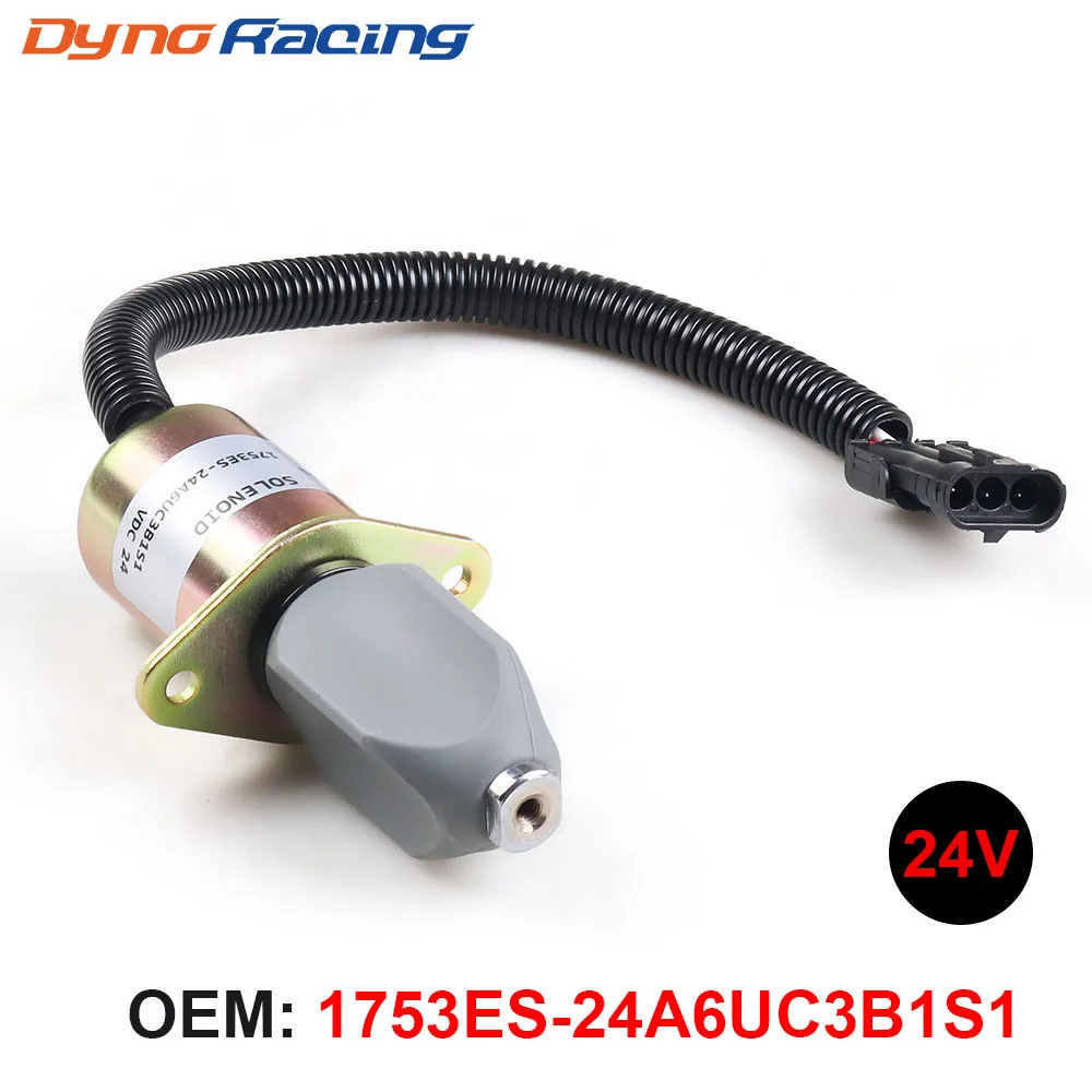 

24V Fuel Shutdown Shut off Stop Solenoid Valve 1753ES-24A6UC3B1S1 For Cummins For Yanmar For Kubota 3931196 SA-3665-24