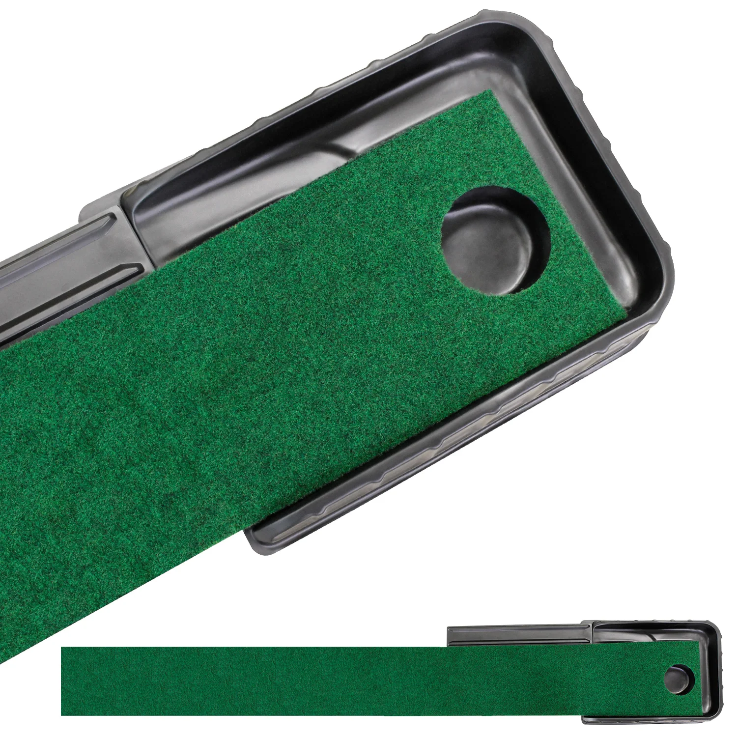 Golf Putting Green 7.33FT * 1FT Golf Putting Trainer เสื่อกอล์ฟขนาดเล็กพร้อมฟังก์ชั่นคืนลูกอัตโนมัติสําหรับ Home/กลางแจ้ง /สํานักงาน