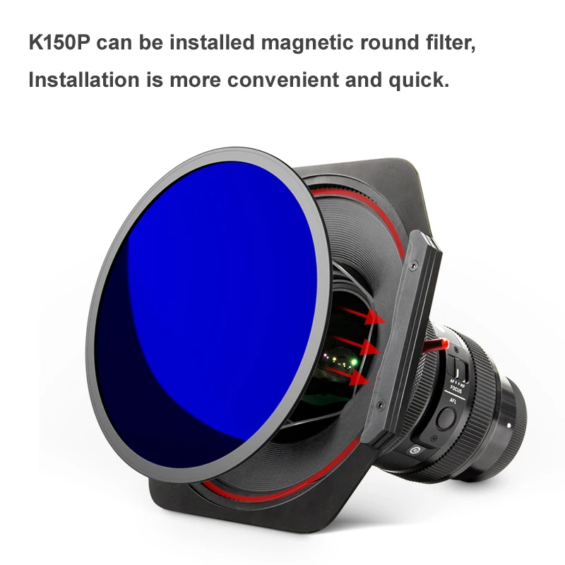 Kase  K150P Aluminum 150mm Square Magnetic Filter Holder with Round CPL MCUV ND1.8 for Sigma 14mm F1.8 DG HSM ART