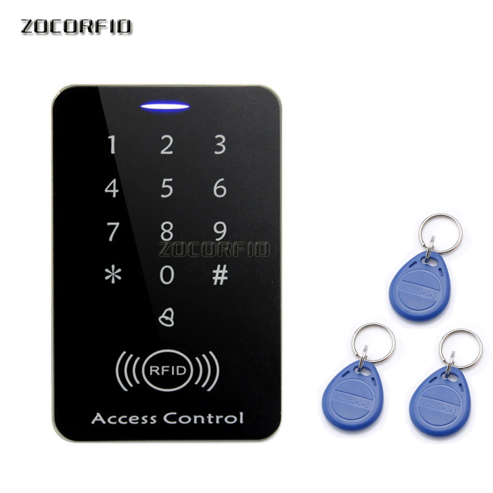 Touch keypad  with 10pcs EM keychains RFID Access Control Keypad digital panel Card Reader For Door Lock System