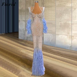 New Fashion Shiny Celebrity Dresses With Long Sleeves Elegant Mermaid Pageant Gowns Woman Evening Dresses Abiti Da Sera Custom