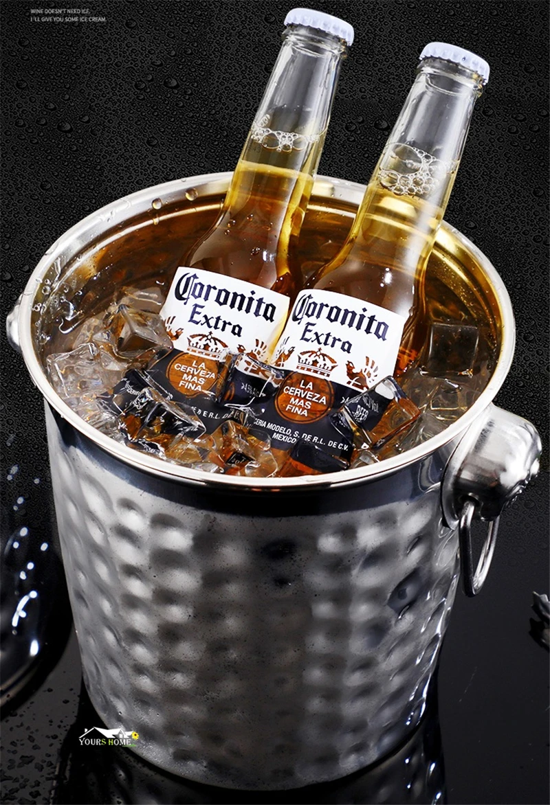 3L/5L/7L مطروق موسكو البغل الفولاذ المقاوم للصدأ دلو للثلج النبيذ الشمبانيا مبرد النبيذ زجاجة نبيذ برودة البيرة المبرد برميل الثلج