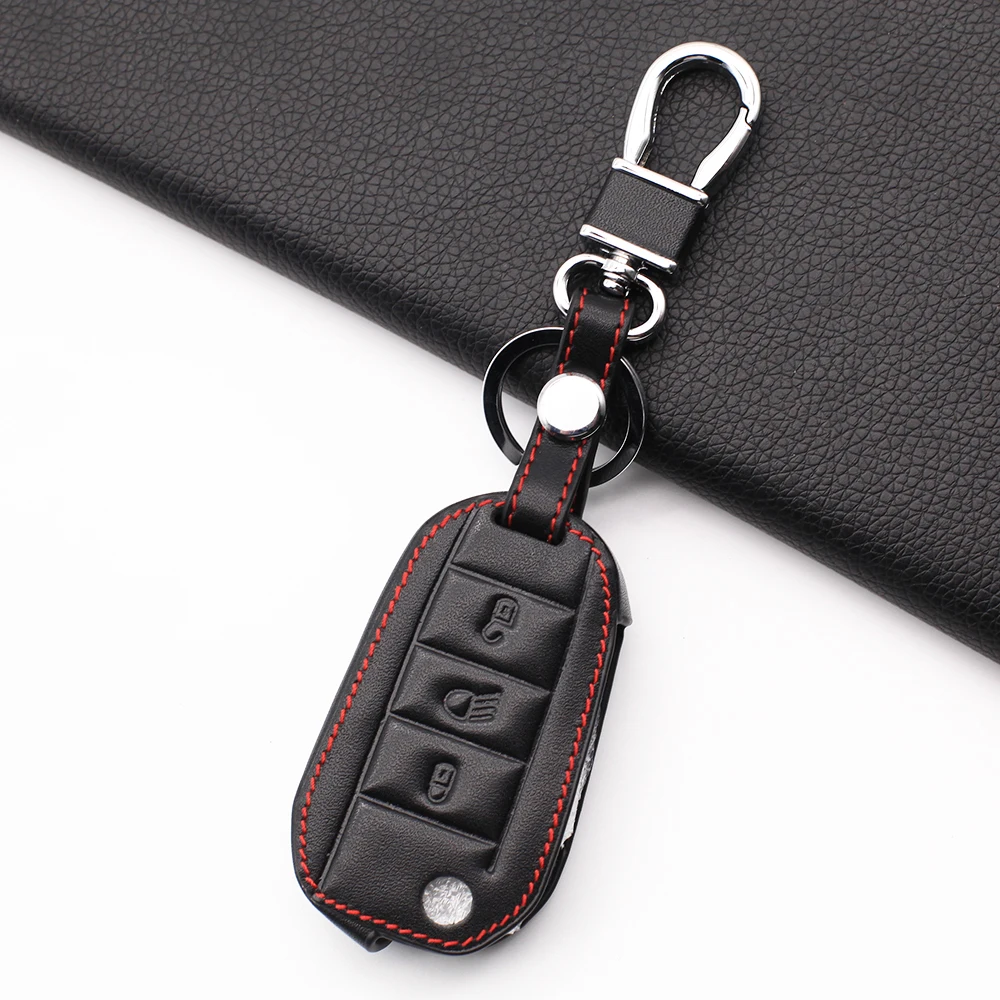 For Peugeot 3008 308 508 408 2008 RCZ CHAVE for Citroen C4L C5 C3 CACTUS C6 C8 Xsara Picass Genuine Leather Car Key Case Cover