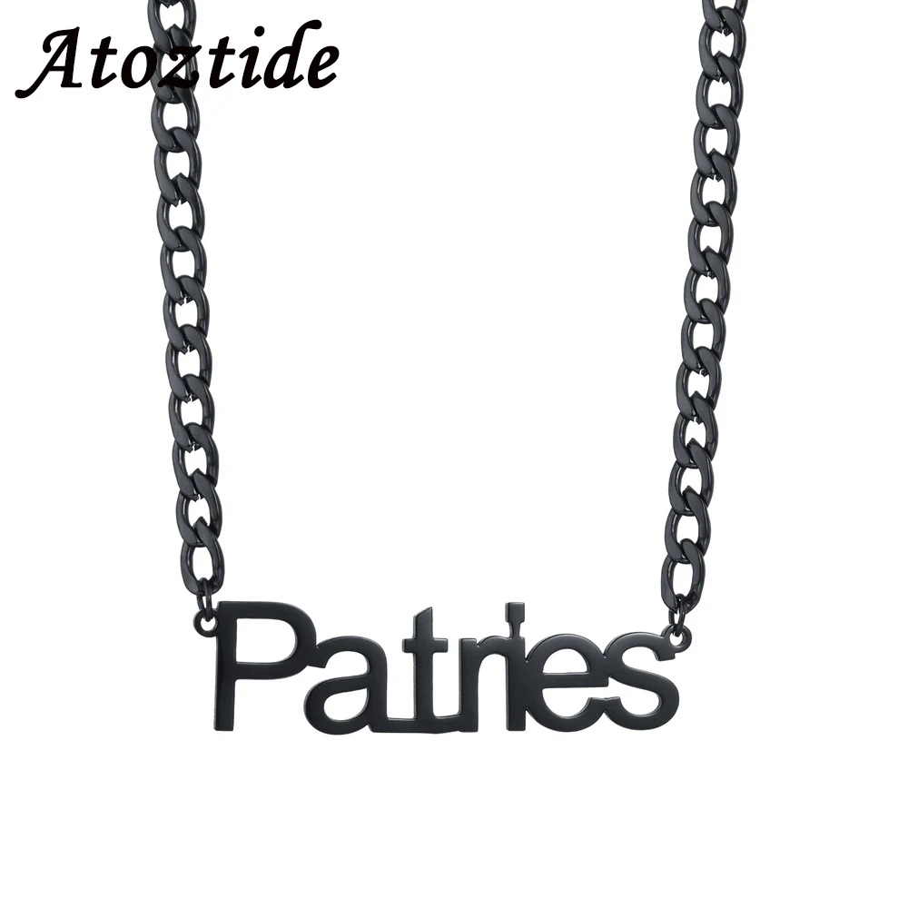 Atoztide New Customized  Stainless Steel Name  Letter Black Color Cool Choker Cuban NK Chain Necklace Pendant Nameplate Gift