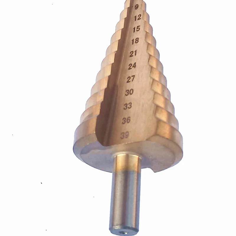 4-39Mm High Speed Steel Round Handle Straight Groove Pagoda Drill Titanium-Plated Step Drill Tools Accessories