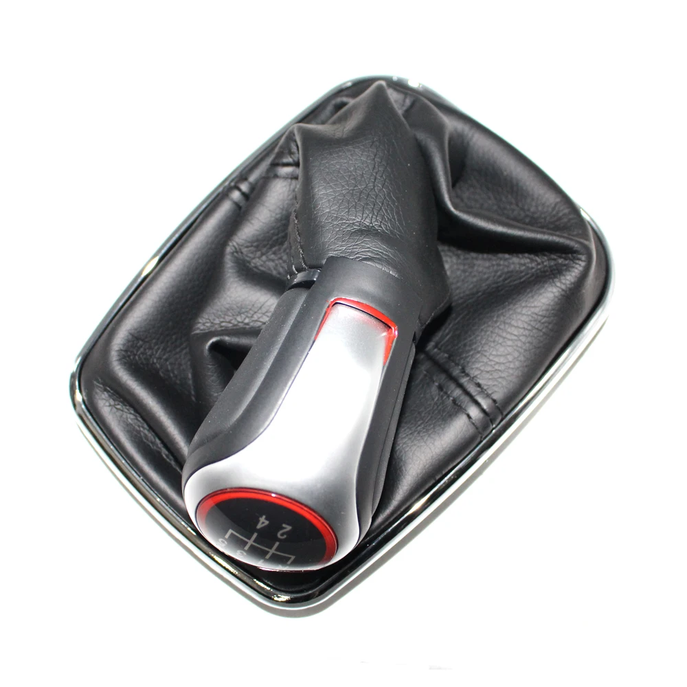 For VW Bora MK4 Golf 4 Jetta 4 For 98-04 Car Gear Shift Knob with Chrome Frame Leather 5 Gear 12mm car accessories