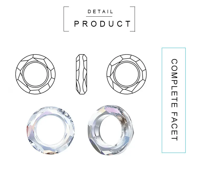 14/30 mm Kristallperlen, AB-Farbe, Glas, ringförmige Ringperlen für Schmuckherstellung, DIY-Schmuckperlen, Halsketten, Ohrringe, Zubehör – Detail 7