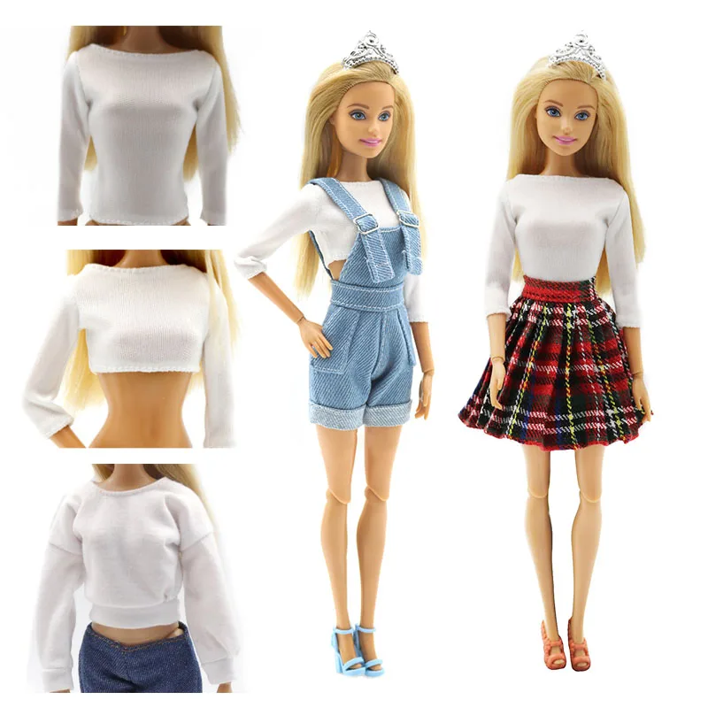 Princess Clothes Doll Accessories Handmade Daily Casual Wear Solid Color White T shirt Jeans Pants Skirt Doll Clothes