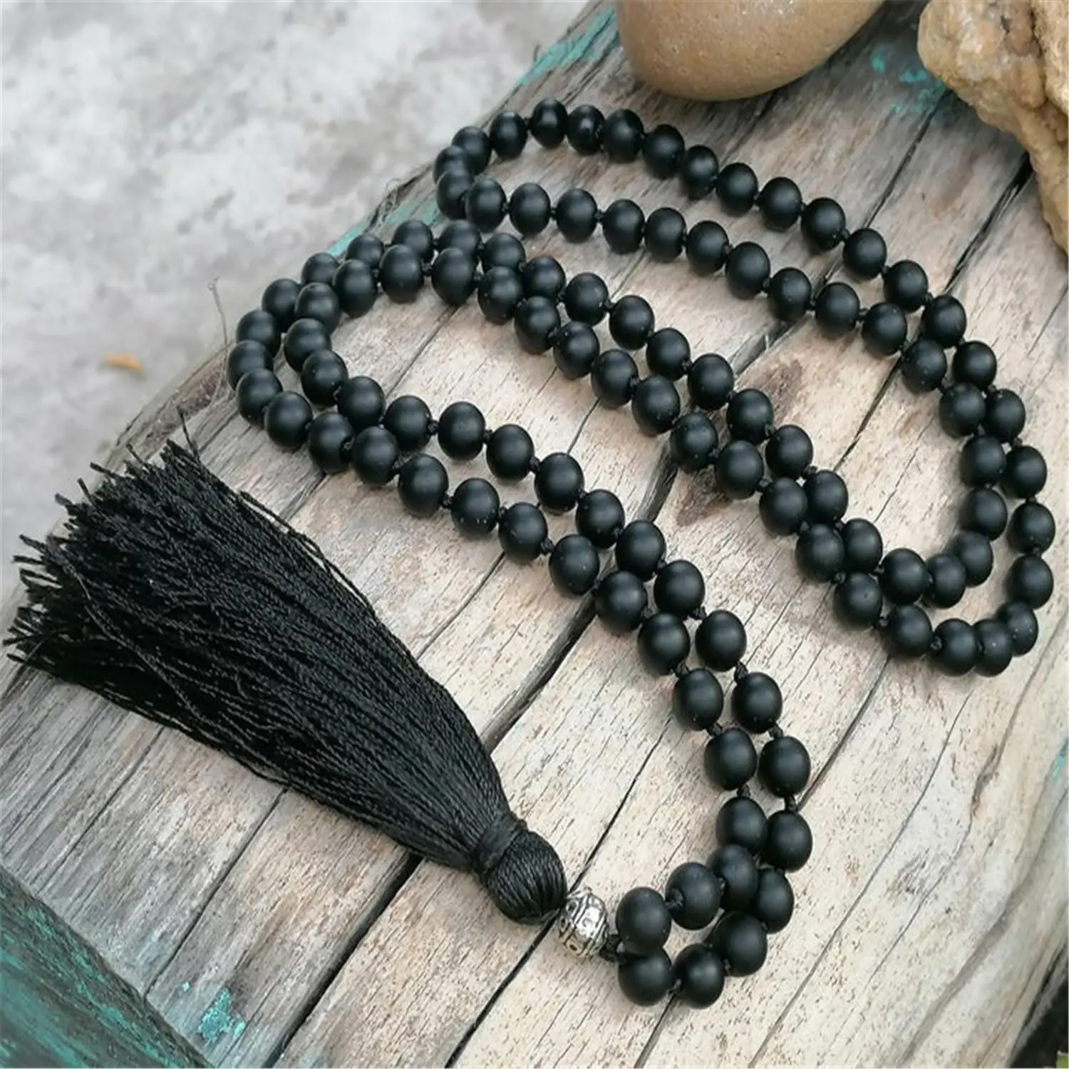 

6mm Matte Onyx Stone Gemstone 108 Beads mala Necklace Spirituality Meditation Pray Buddhism Yoga Prayer