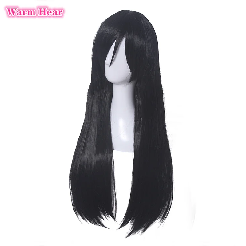 Asagiri Aya Wig Cosplay Hitam Panjang Anime Mahou Shoujo Situs Wig Rambut Sintetis Tahan Panas + Topi Wig